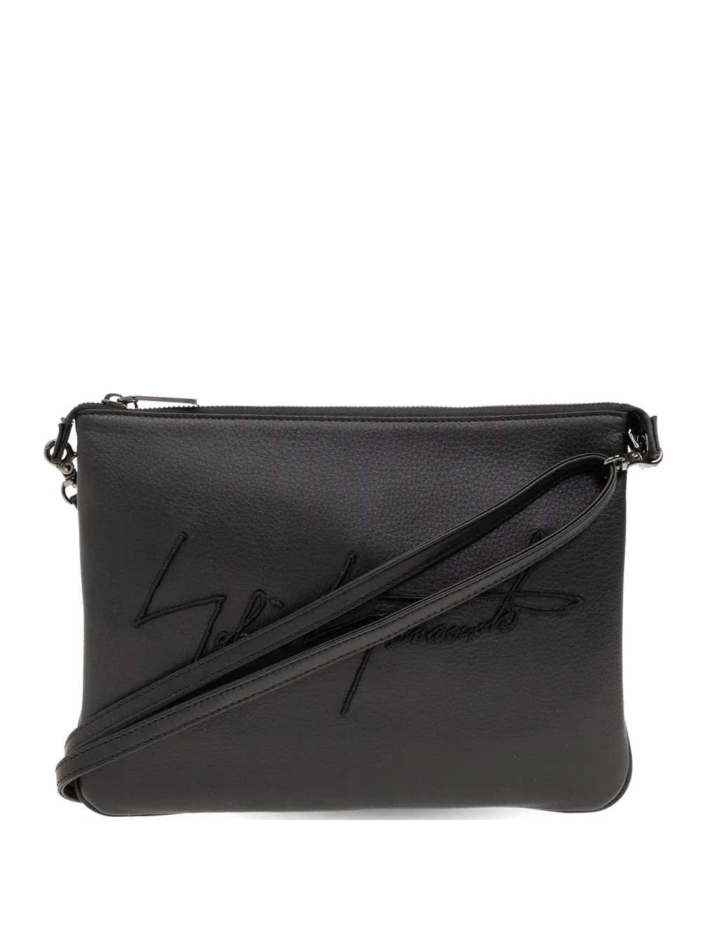 Discord Yohji Yamamoto Signature Logo-embroidered Leather Messenger Bag In Pink