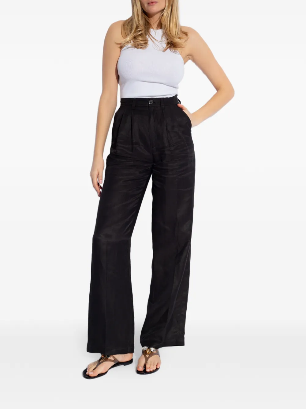 ANINE BING Carrie high-waist broek Zwart