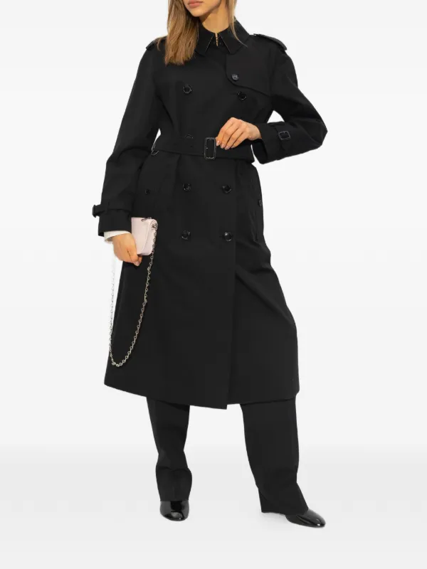 激安　Burberry Waterloo coat 38EU 04US Burberry Waterloo double-breasted Trench Coat | Black | FARFETCH
