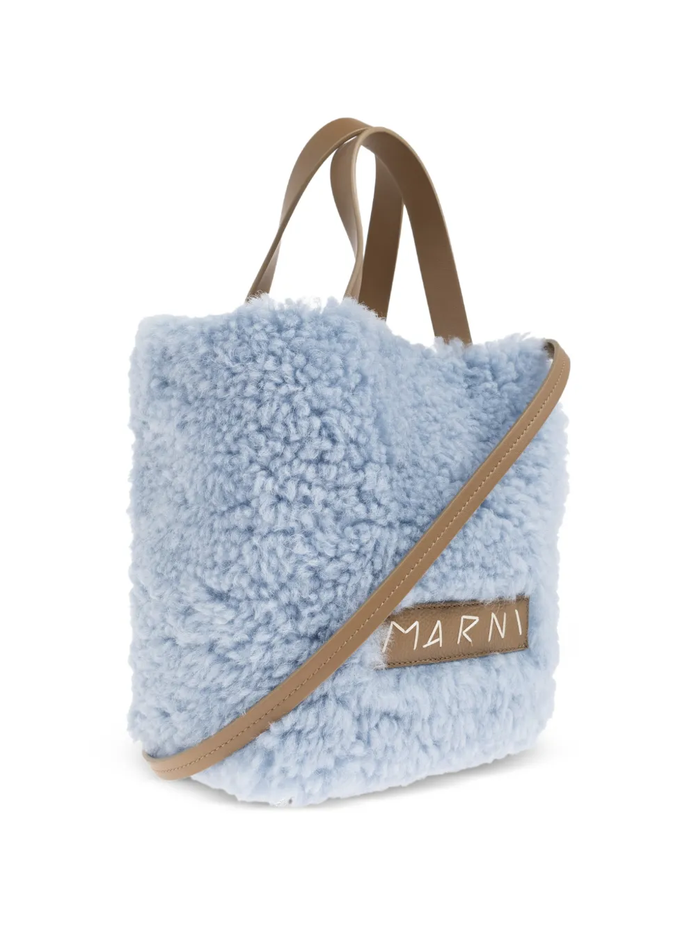 Marni Lammy en leren shopper Blauw