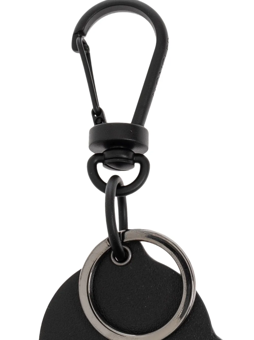 Moncler logo-patch Leather Keyring | Black | FARFETCH