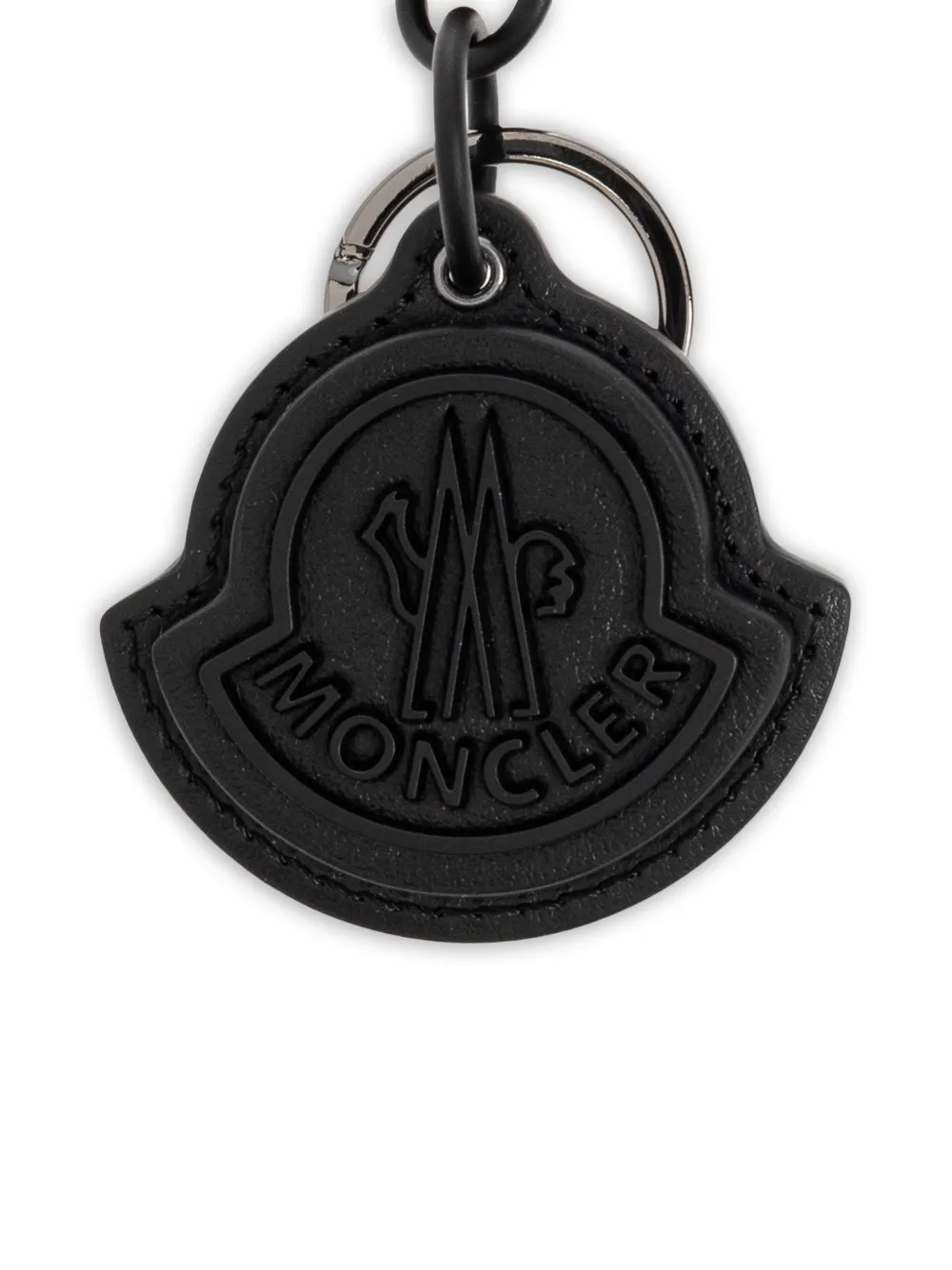 Moncler logo-patch Leather Keyring | Black | FARFETCH