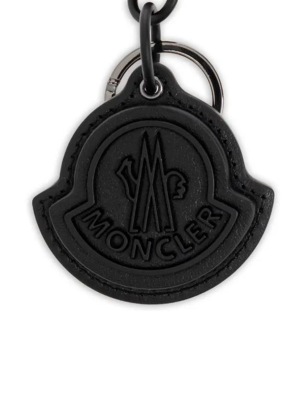 Moncler logo-patch Leather Keyring | Black | FARFETCH