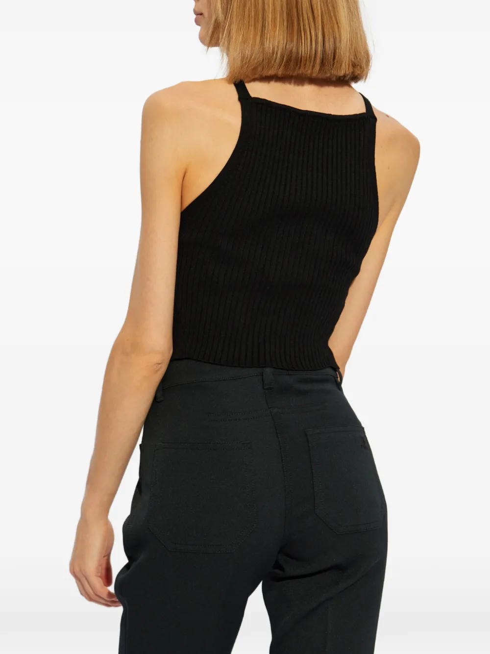 Courrèges Ribgebreide tanktop met logopatch Zwart