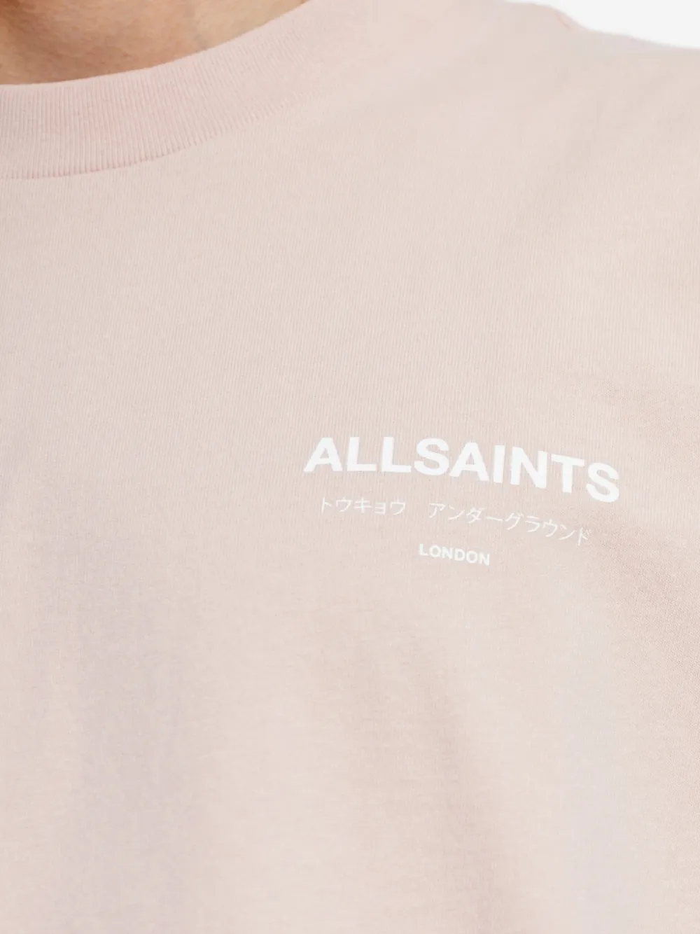 AllSaints Underground T-shirt met logoprint Roze