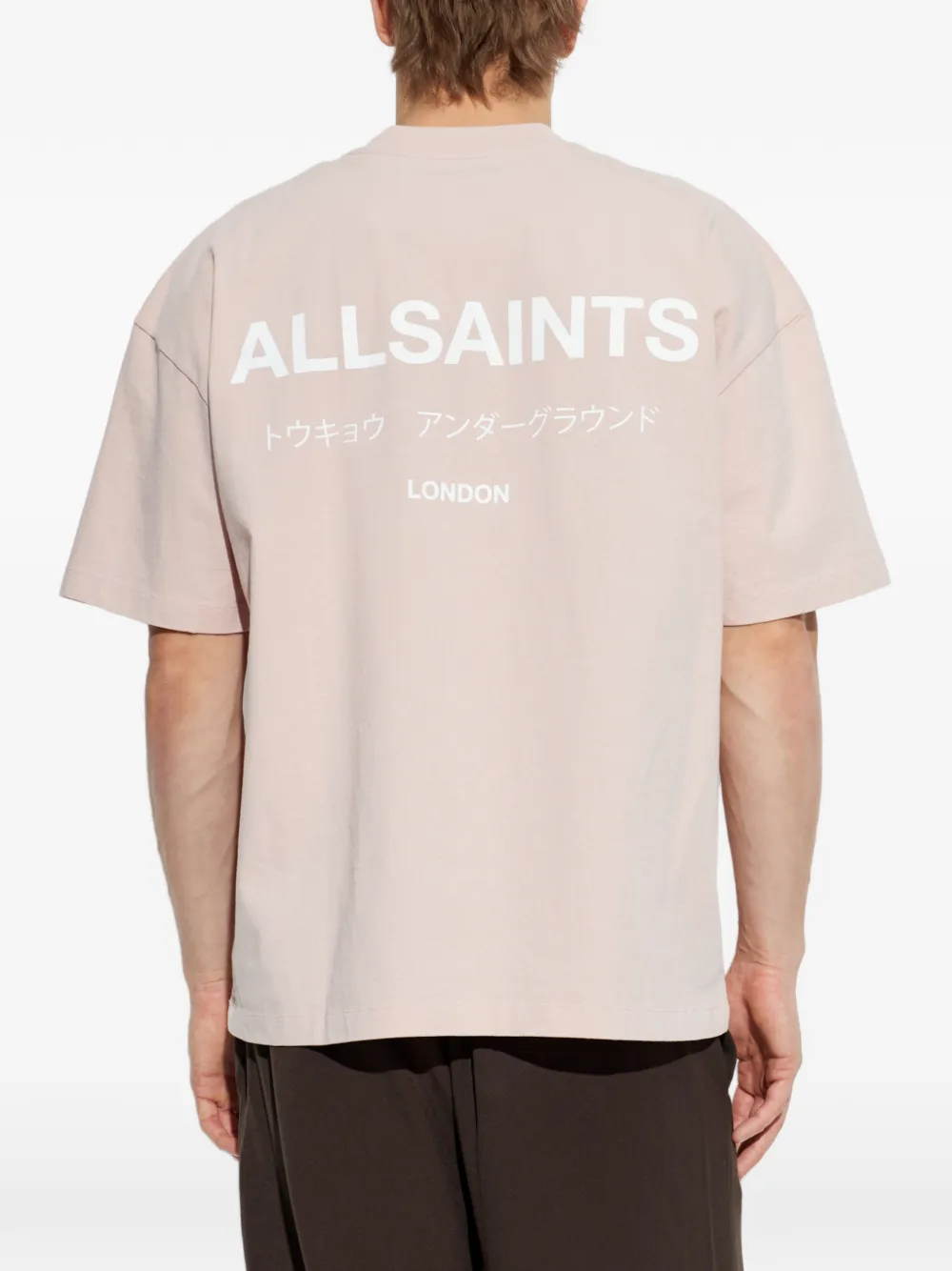 AllSaints Underground T-shirt met logoprint Roze