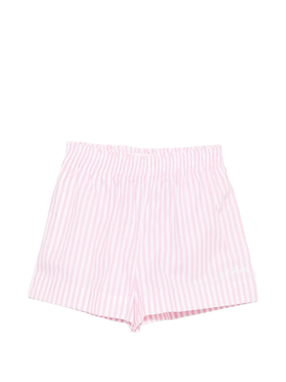 MC2 Saint Barth Kids Meave striped-pattern logo-embroidered shorts - Pink