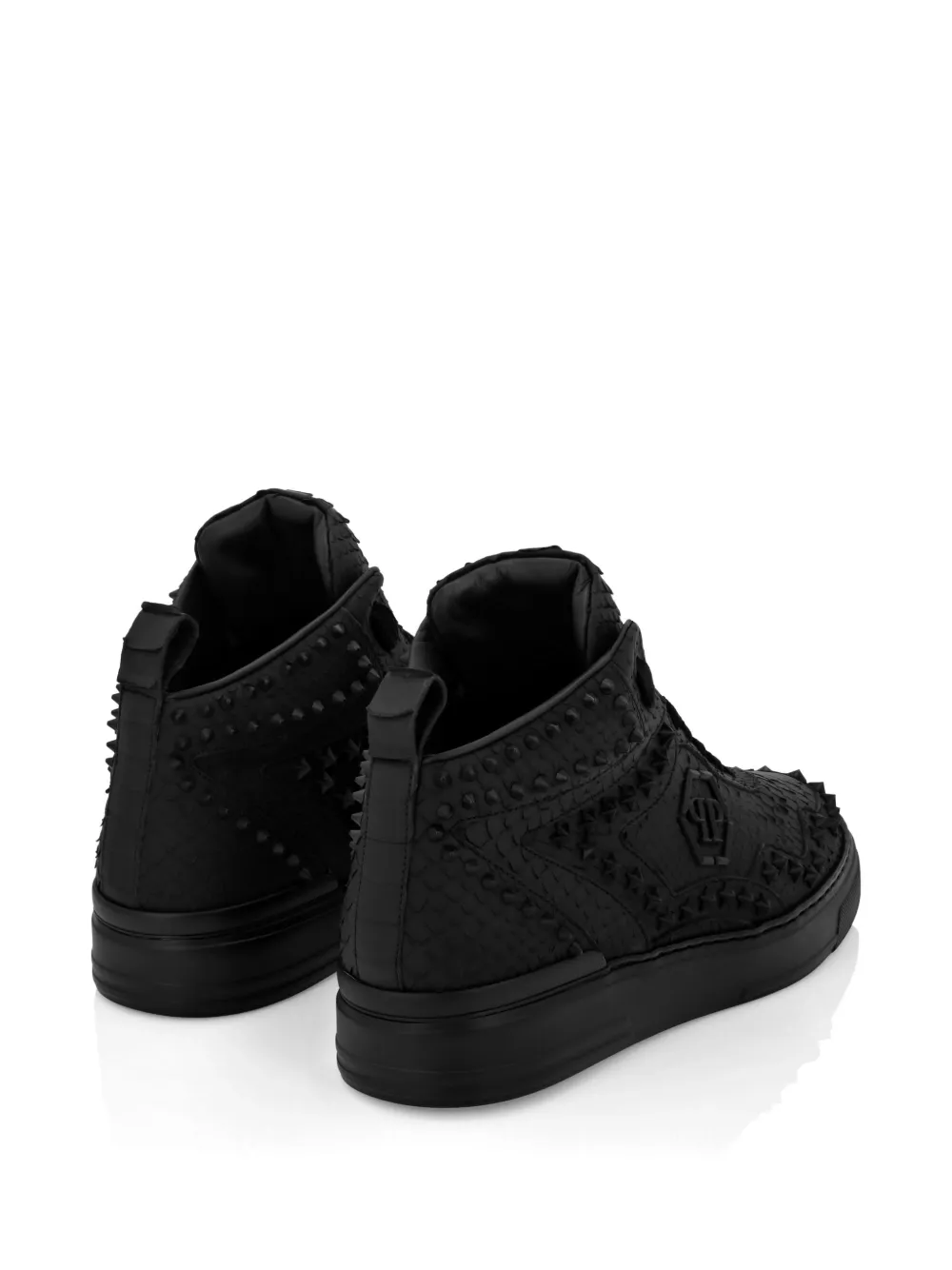 Philipp Plein Sneakers met python-effect en studs Zwart