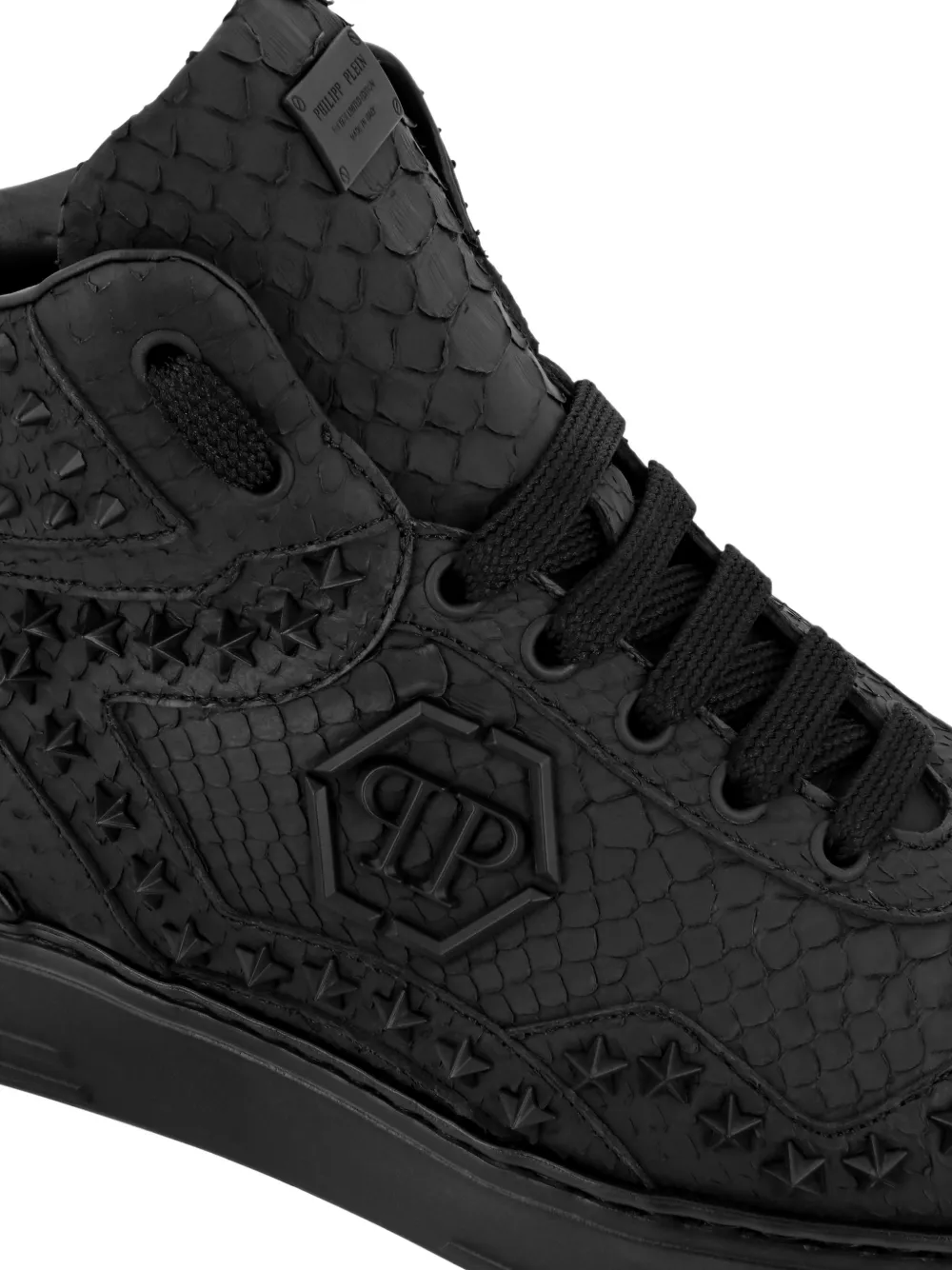 Philipp Plein Sneakers met python-effect en studs Zwart