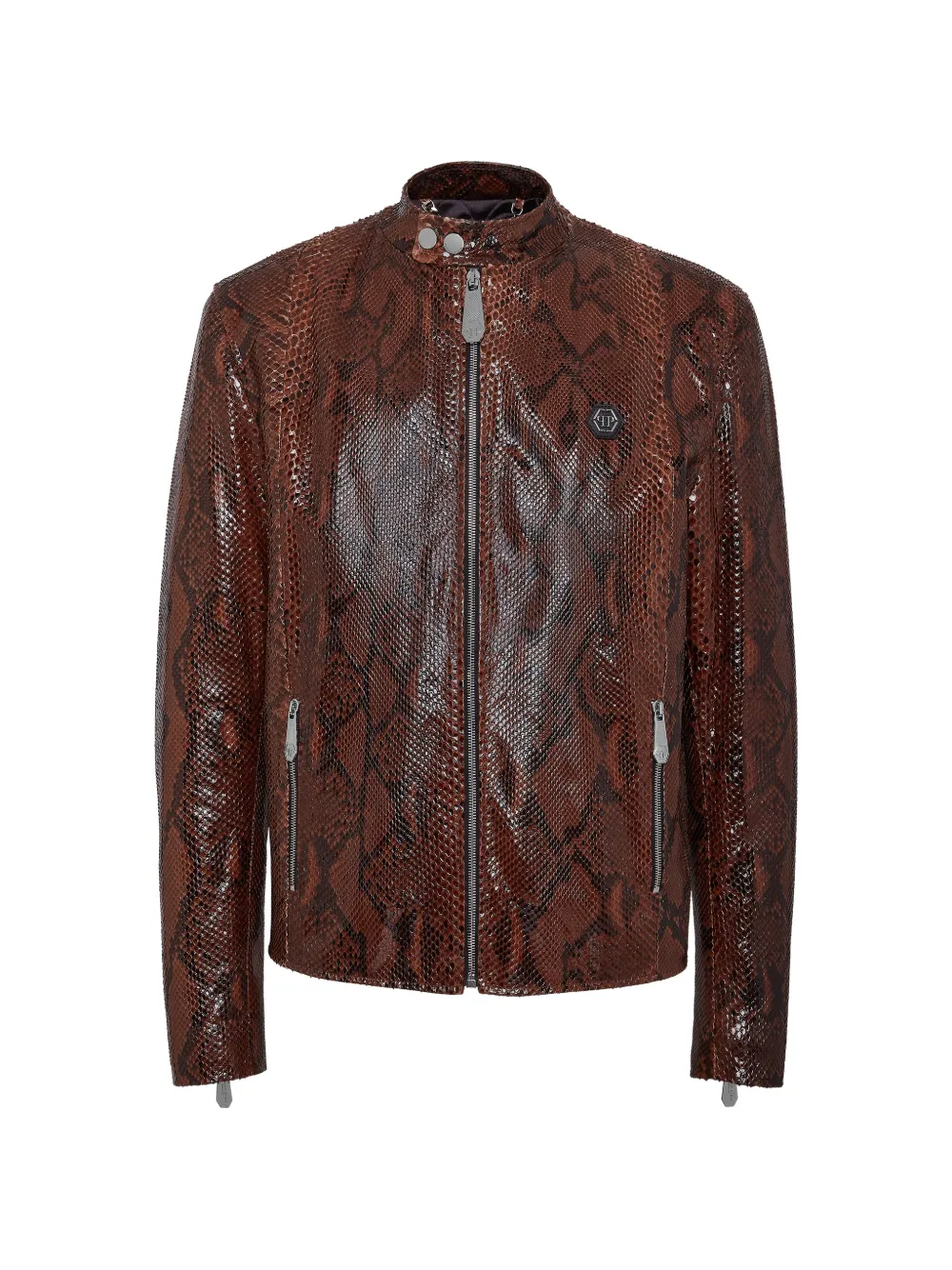 Philipp Plein zip-fastening leather jacket - Marrone