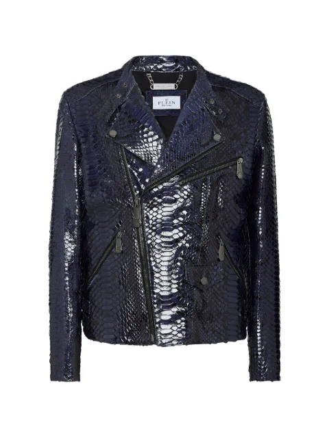 Philipp Plein python-leather biker jacket