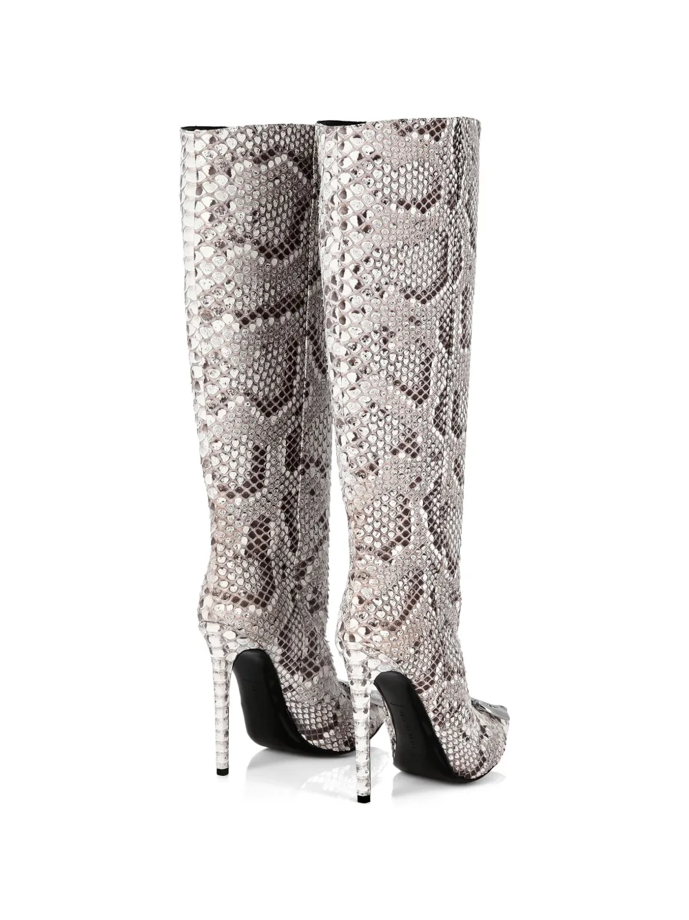 Philipp Plein python-skin jewel monogram boots Beige