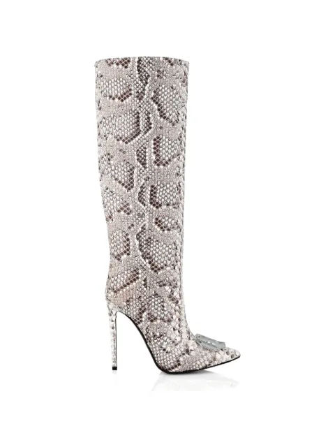 Philipp Plein python-skin jewel monogram boots