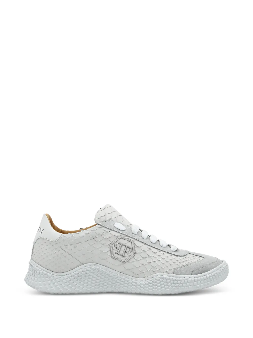 Philipp Plein python-leather suede-trim sneakers - Bianco