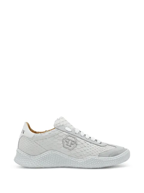 Philipp Plein zapatillas de piel de pitón con ribete de ante