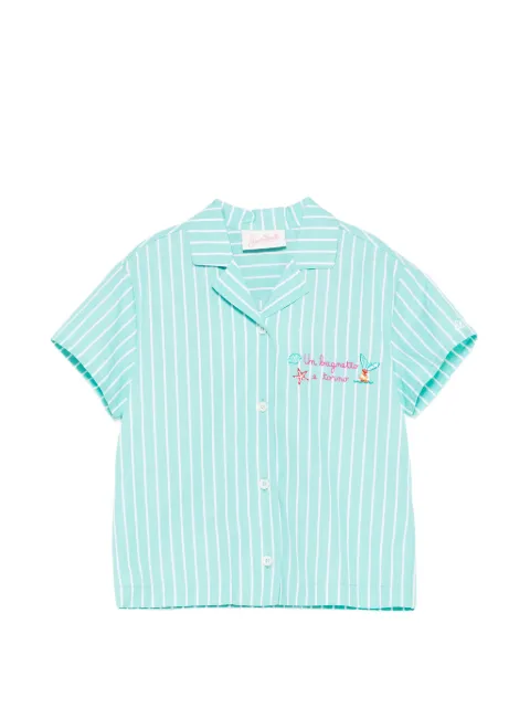 MC2 Saint Barth Kids camisa Everlee con logo bordado y motivo de rayas