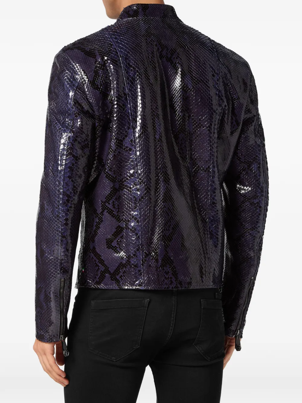 Philipp Plein Leren jack met python-effect Paars