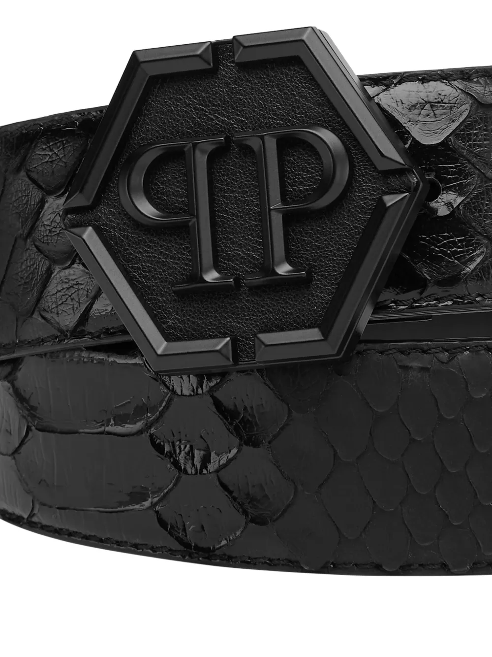 Philipp Plein Riem van pythonleer Zwart