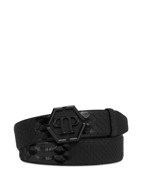 Philipp Plein python-leather logo-buckle belt