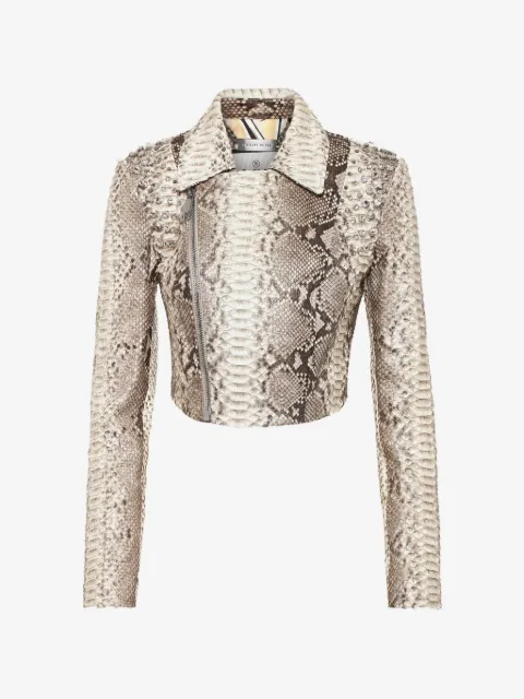 Philipp Plein python-leather biker jacket