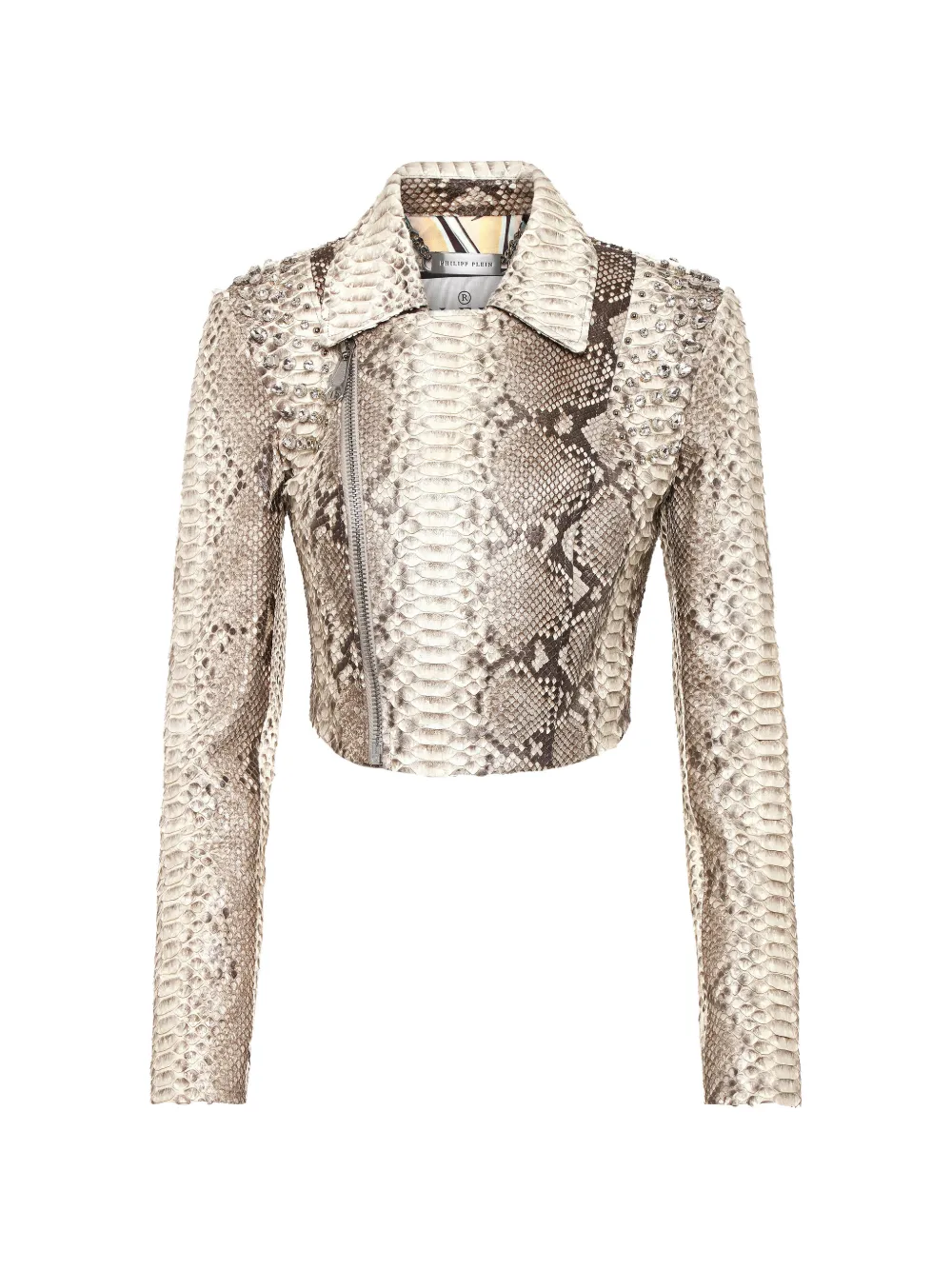 Philipp Plein python-leather biker jacket - Toni neutri