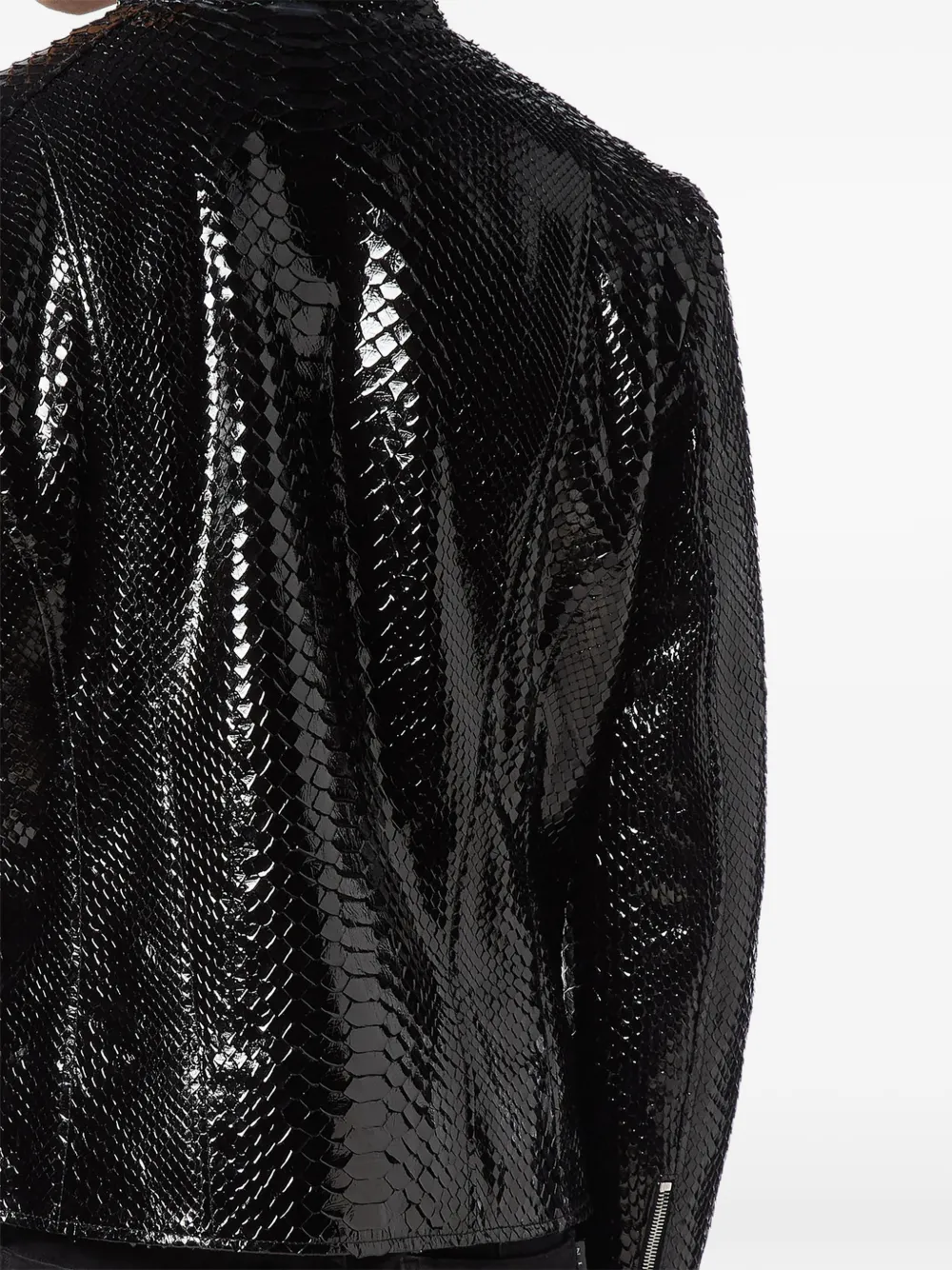Philipp Plein Bikerjack van pythonleer Zwart