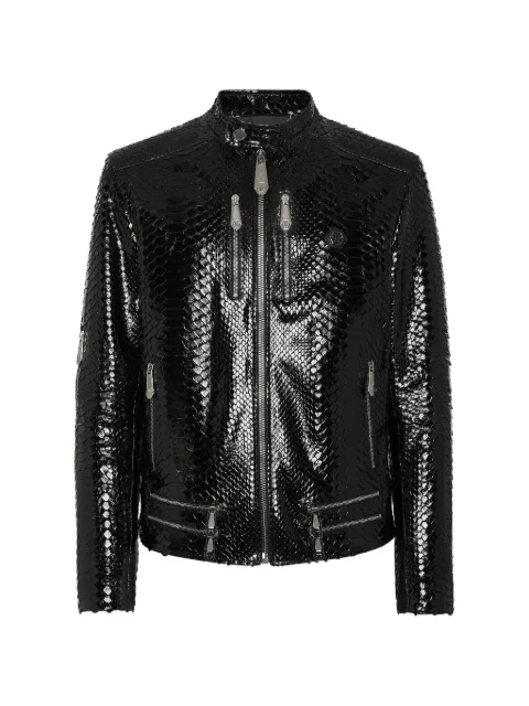 Philipp Plein python-skin biker jacket