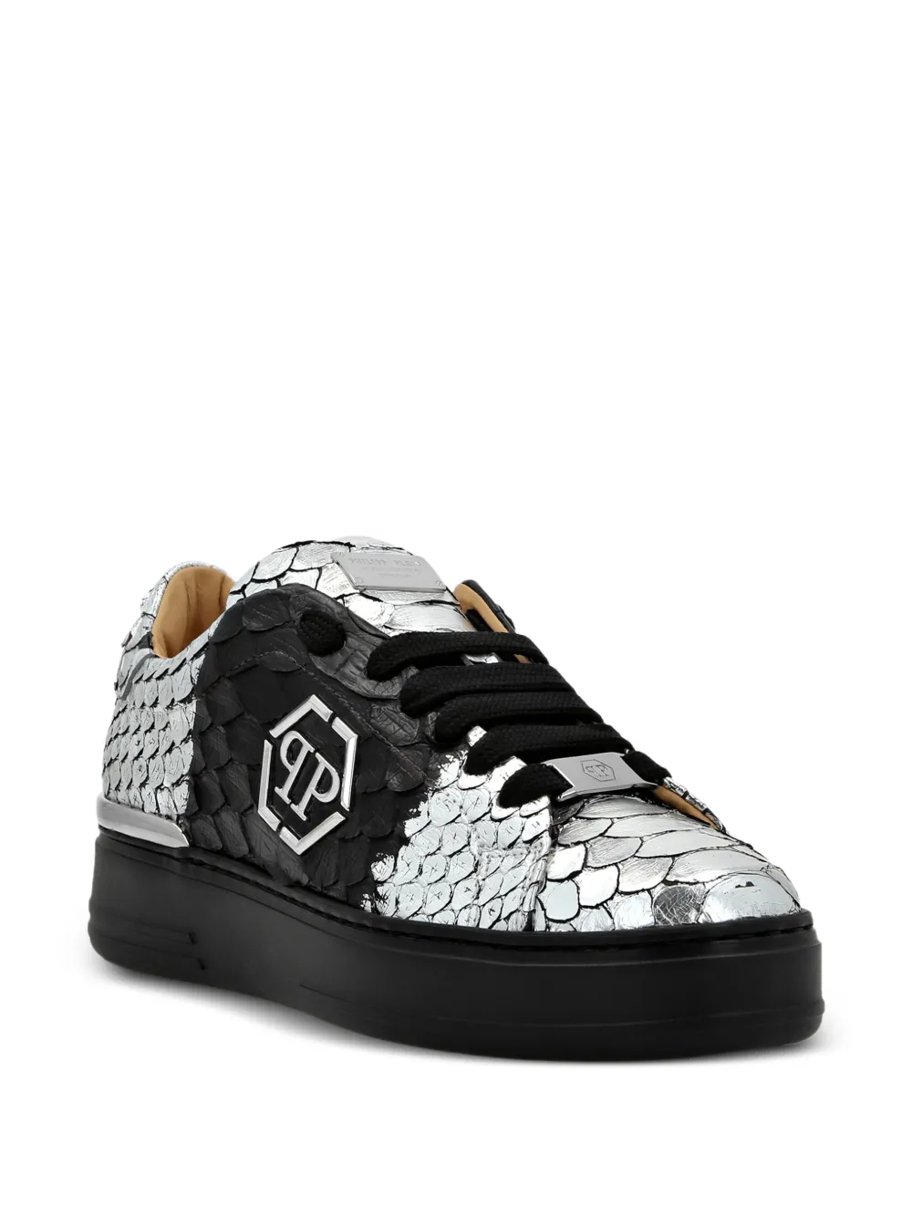 Philipp Plein PP Hexagon leather sneakers Grijs