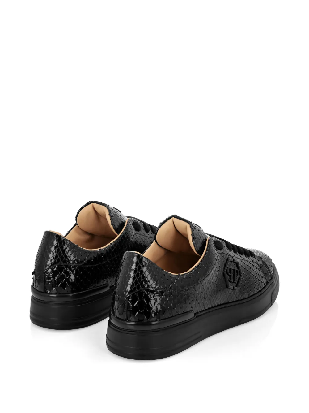 Philipp Plein Hexagon python leather sneakers Zwart