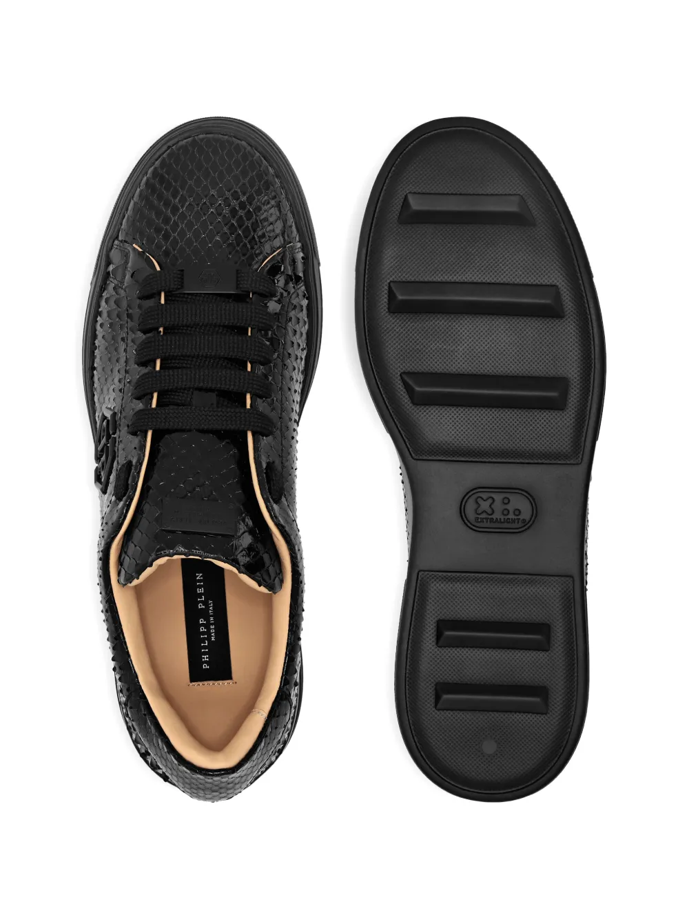 Philipp Plein Hexagon python leather sneakers Zwart