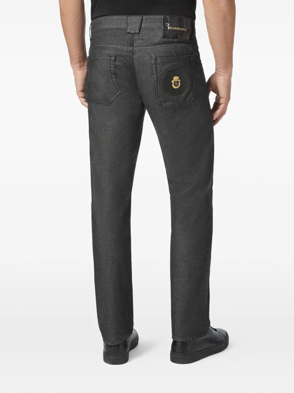 Billionaire Regular-fit jeans met logoplakkaat Grijs