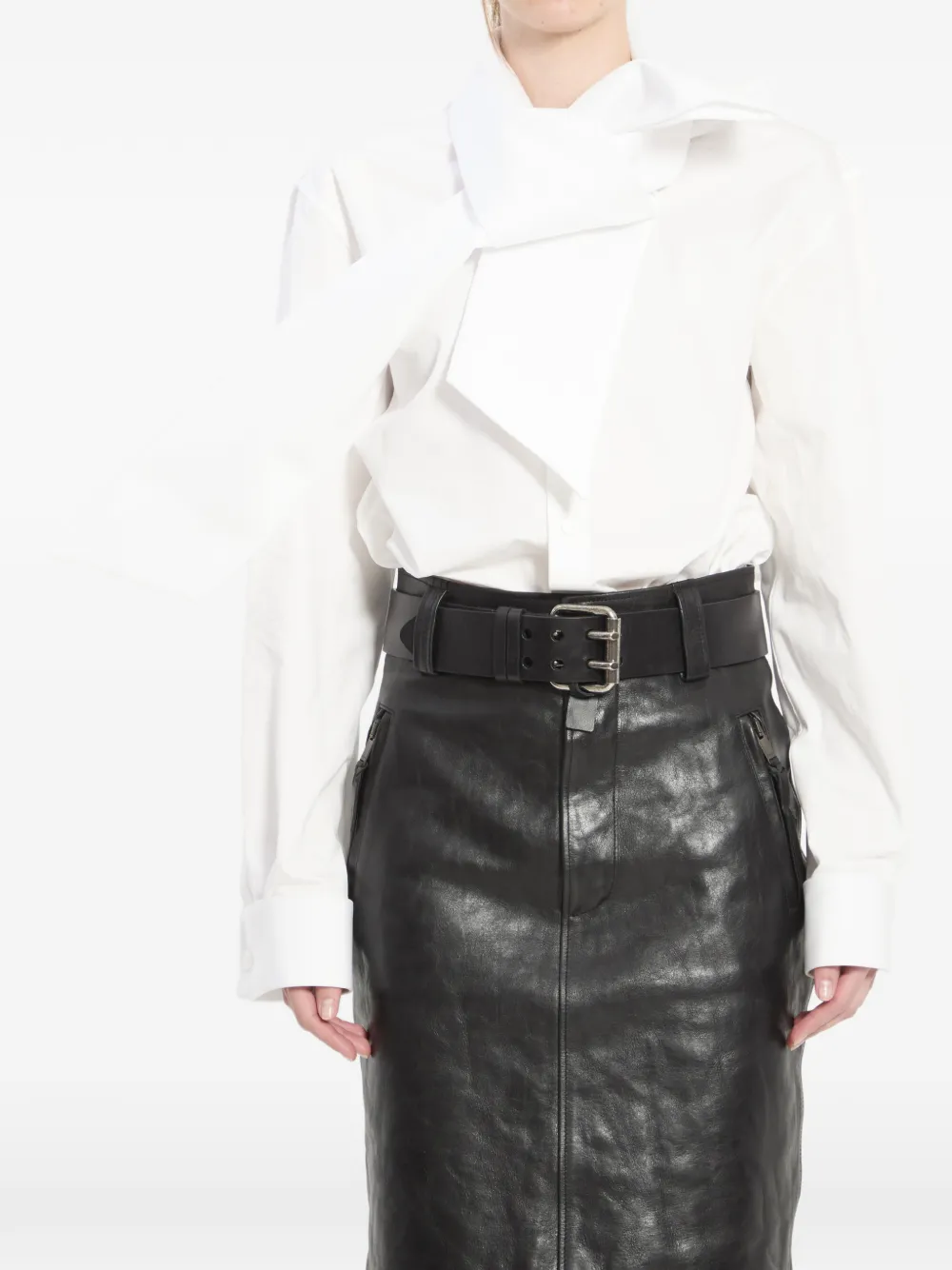 Saint Laurent lavallière-collar cotton shirt - White