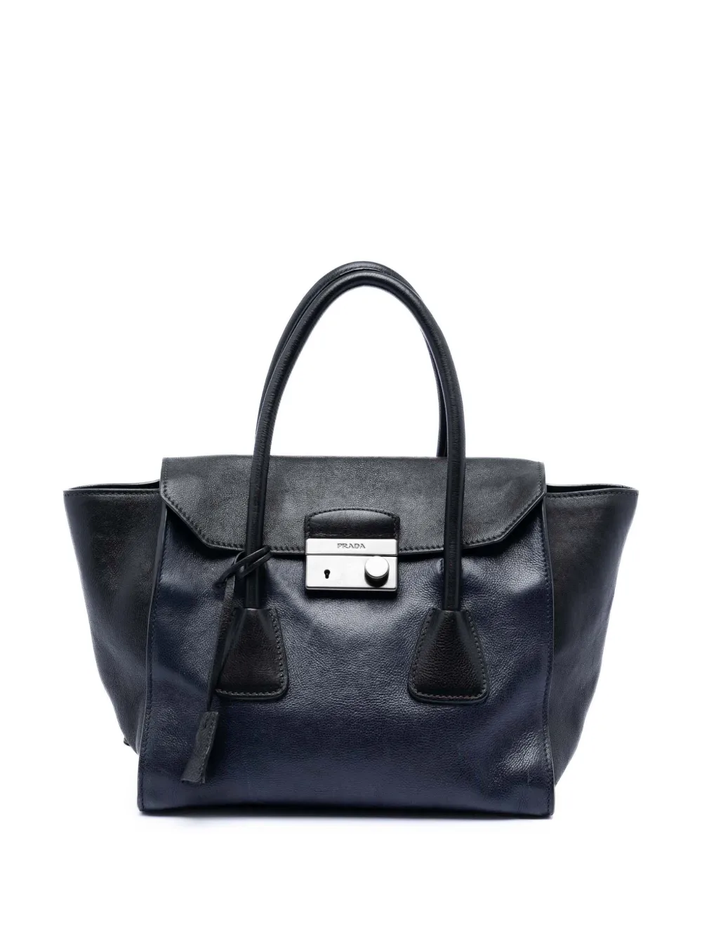 Prada Pre-Owned 2000-2025 Bicolor Glace Calf Sound Lock satchel - Blu