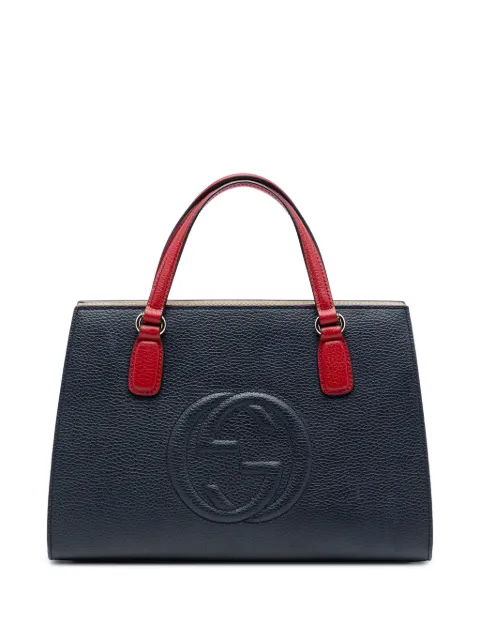 Gucci Pre-Owned 2016-2026 Medium Tricolor Pebbled Calfskin Soho Convertible Top Handle Bag satchel