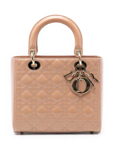 Christian Dior Pre-Owned bolsa satchel Cannage Lady Dior medianade charol 2020