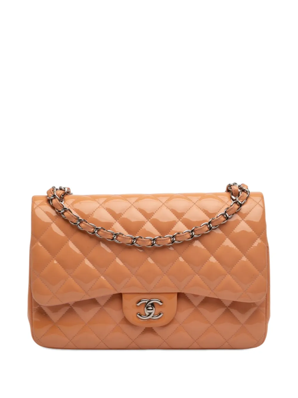 CHANEL Pre-Owned 2012-2013 Jumbo Classic Patent Double Flap shoulder bag - Arancione