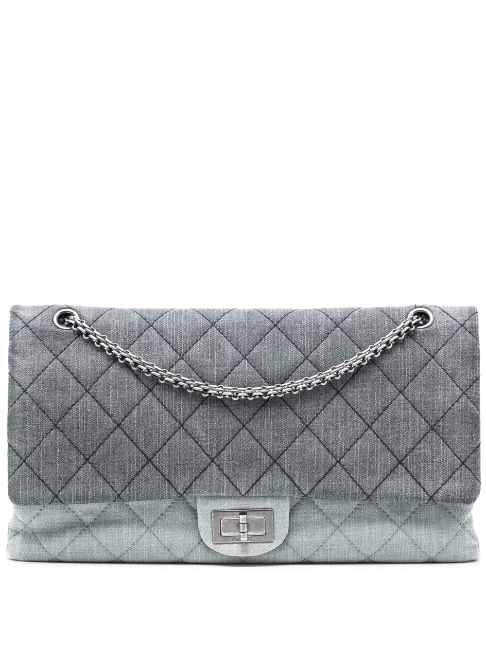 CHANEL Pre-Owned 2009-2010 Tricolor Quilted Denim Reissue 2.55 Double Flap 228 shoulder bag - Grigio