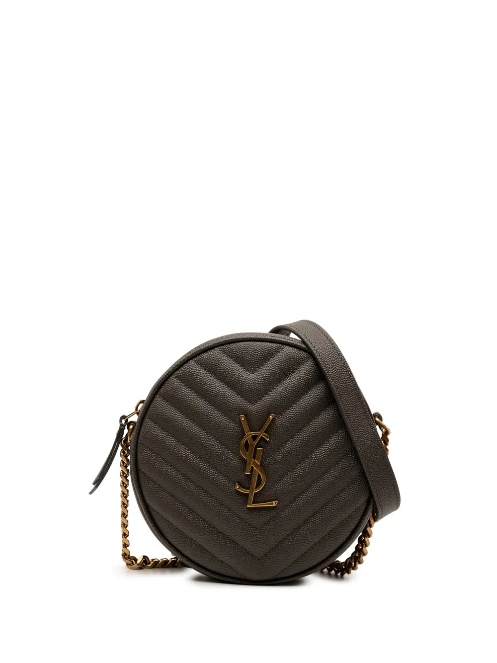 Saint Laurent Pre-Owned 2020 Grain De Poudre Chevron Round Vinyle Camera Bag crossbody bag - Grigio