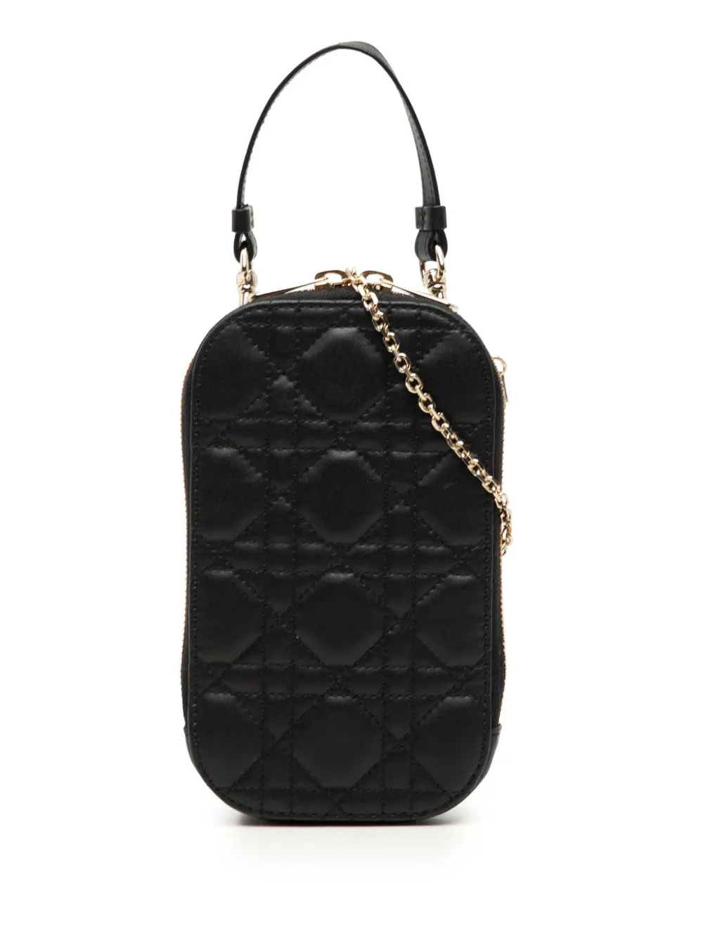 Christian Dior Pre-Owned 2018 Lambskin Cannage Lady Dior Call In Phone Holder satchel - Nero