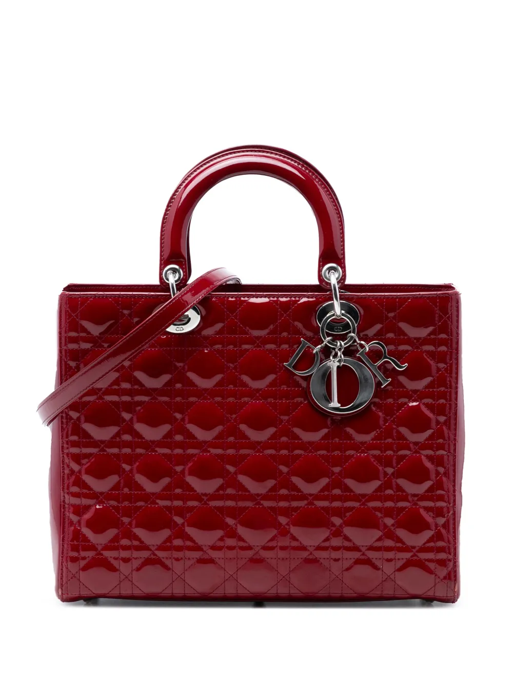 Christian Dior Pre-Owned 2013 Large Patent Cannage Lady Dior satchel - Rosso
