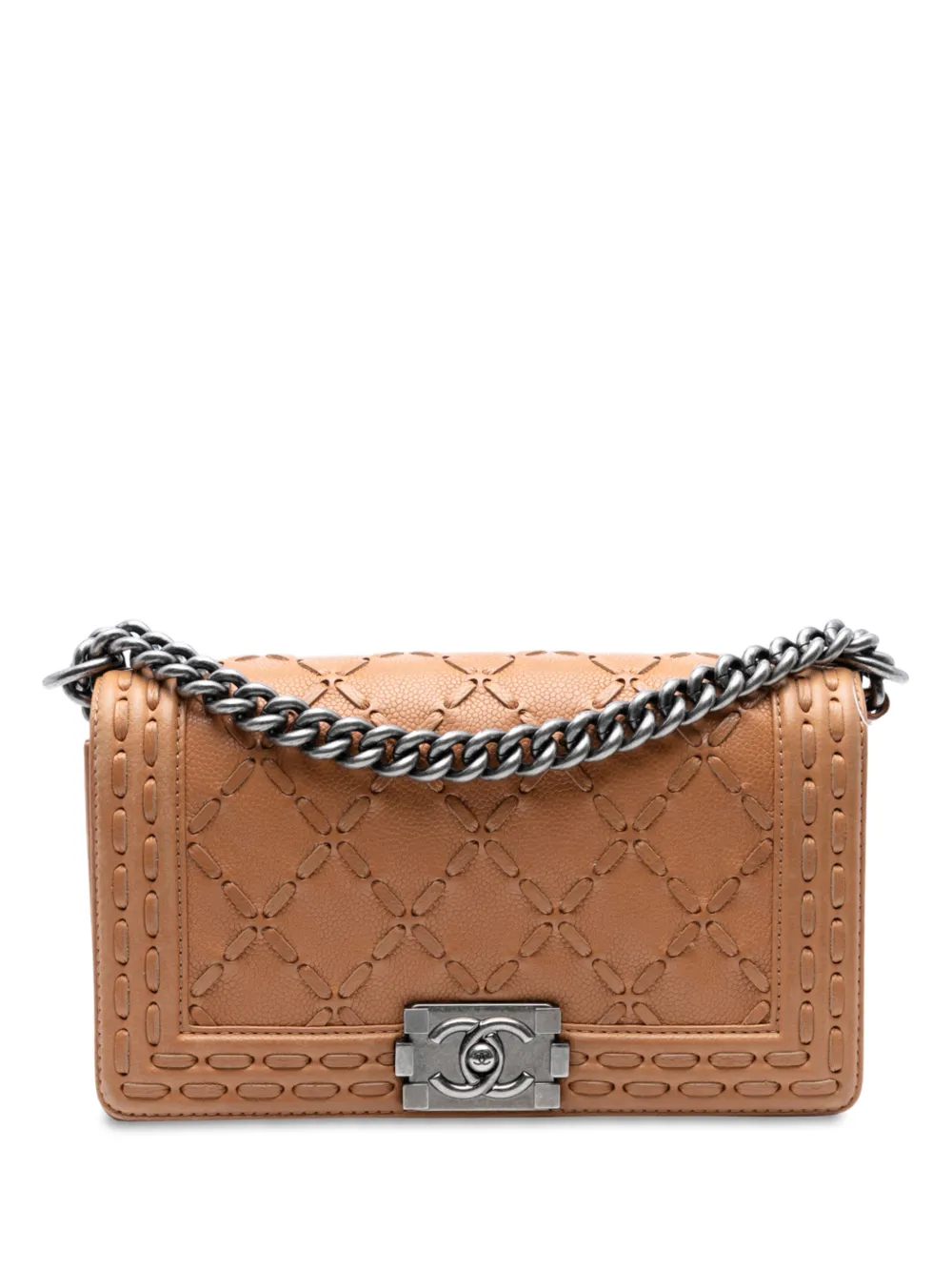 CHANEL Pre-Owned 2014 Medium Caviar Stitched Boy Flap crossbody bag - Toni neutri