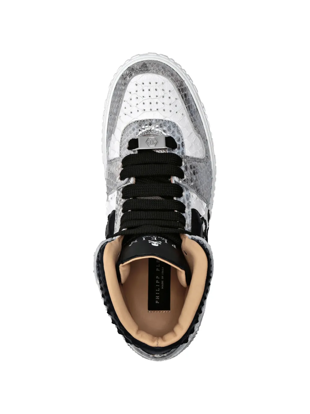 Philipp Plein python-leather Skull high-top sneakers Wit