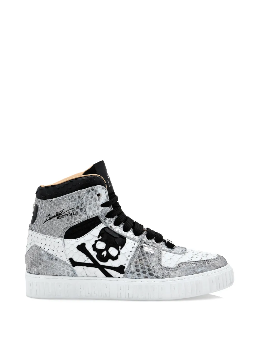 Philipp Plein python-leather Skull high-top sneakers - Weiß