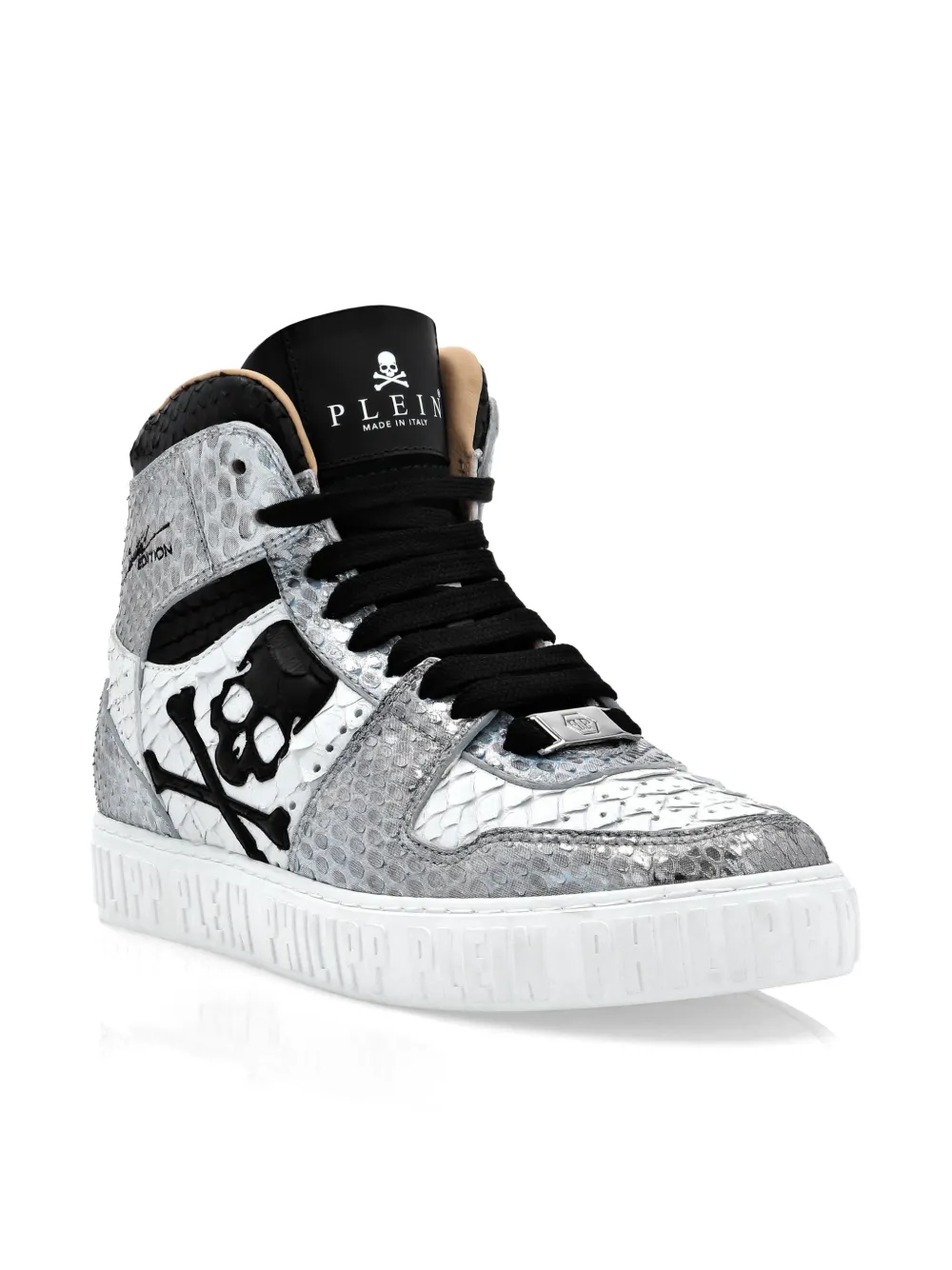 Philipp Plein python-leather Skull high-top sneakers Wit