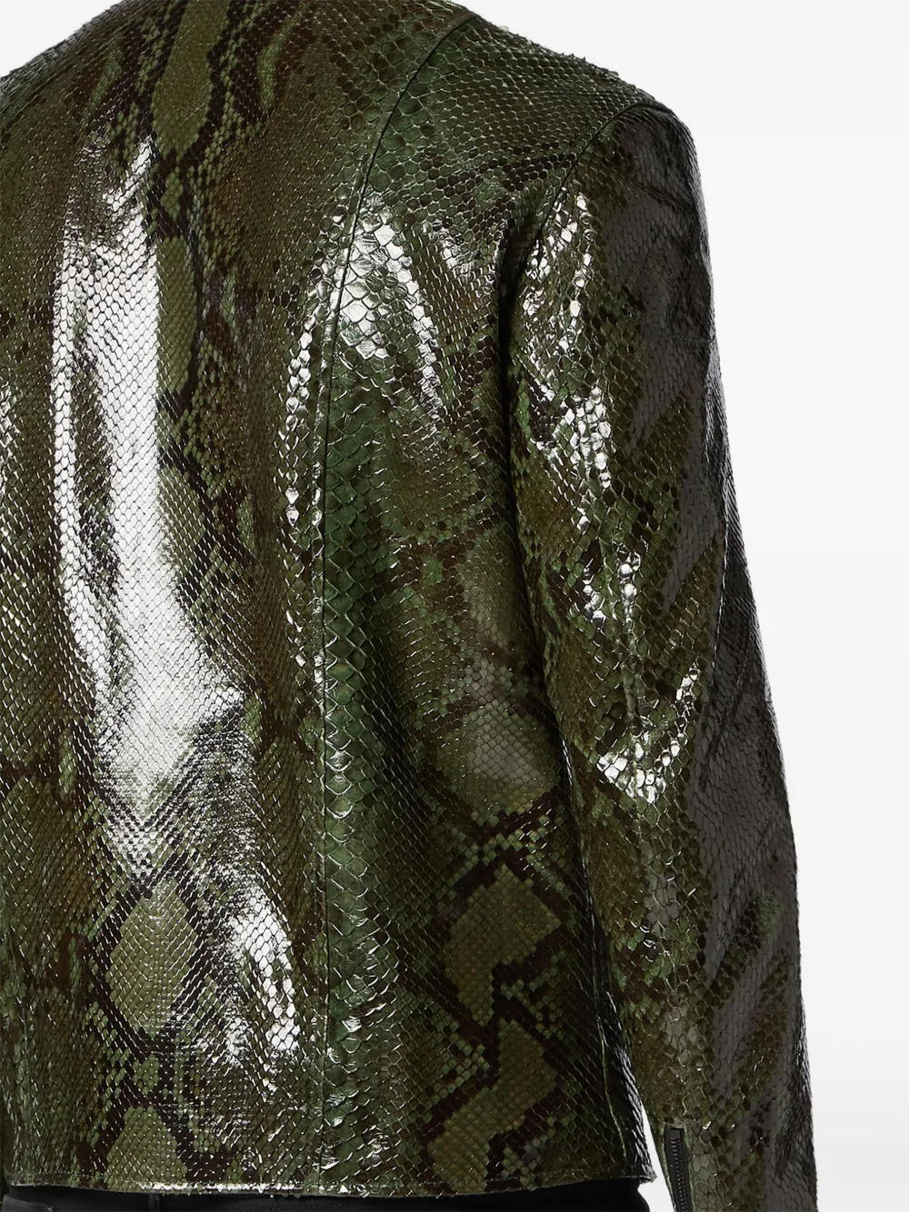 Philipp Plein Leren jack met python-effect Groen