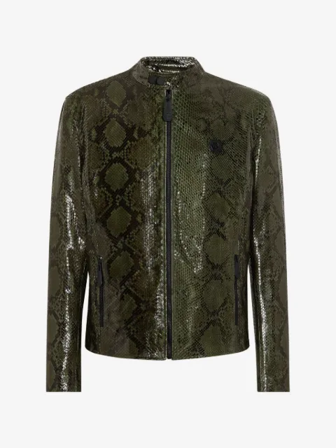 Philipp Plein python leather moto jacket