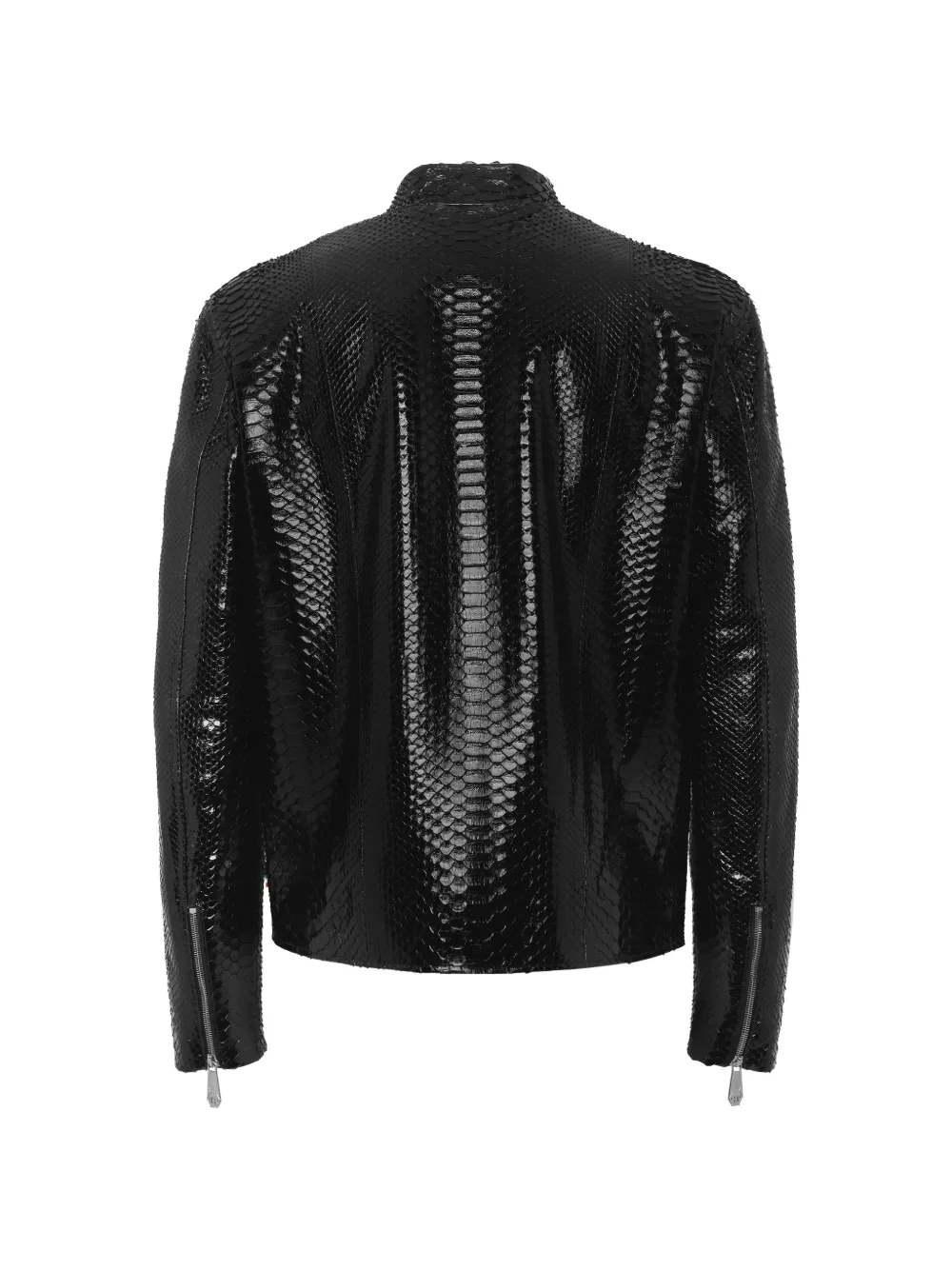 Philipp Plein Leren jack met python-effect Zwart