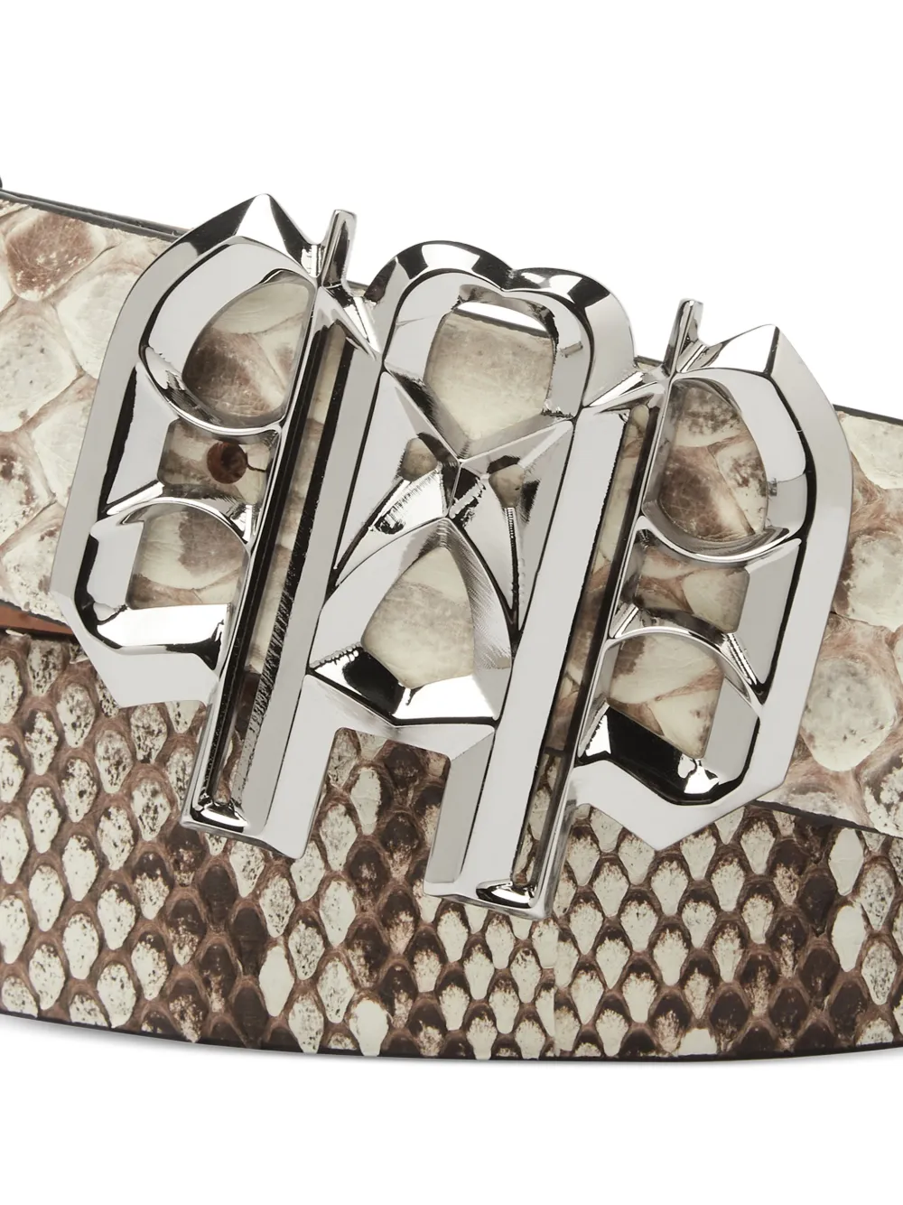Philipp Plein Gothic Plein riem van pythonleer Beige