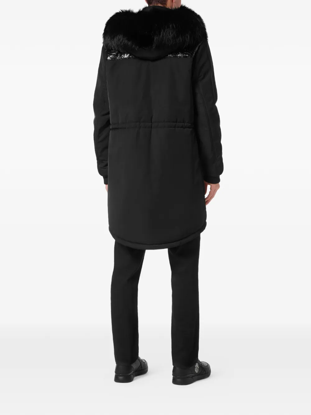 Billionaire Parka met capuchon en python afwerking Zwart