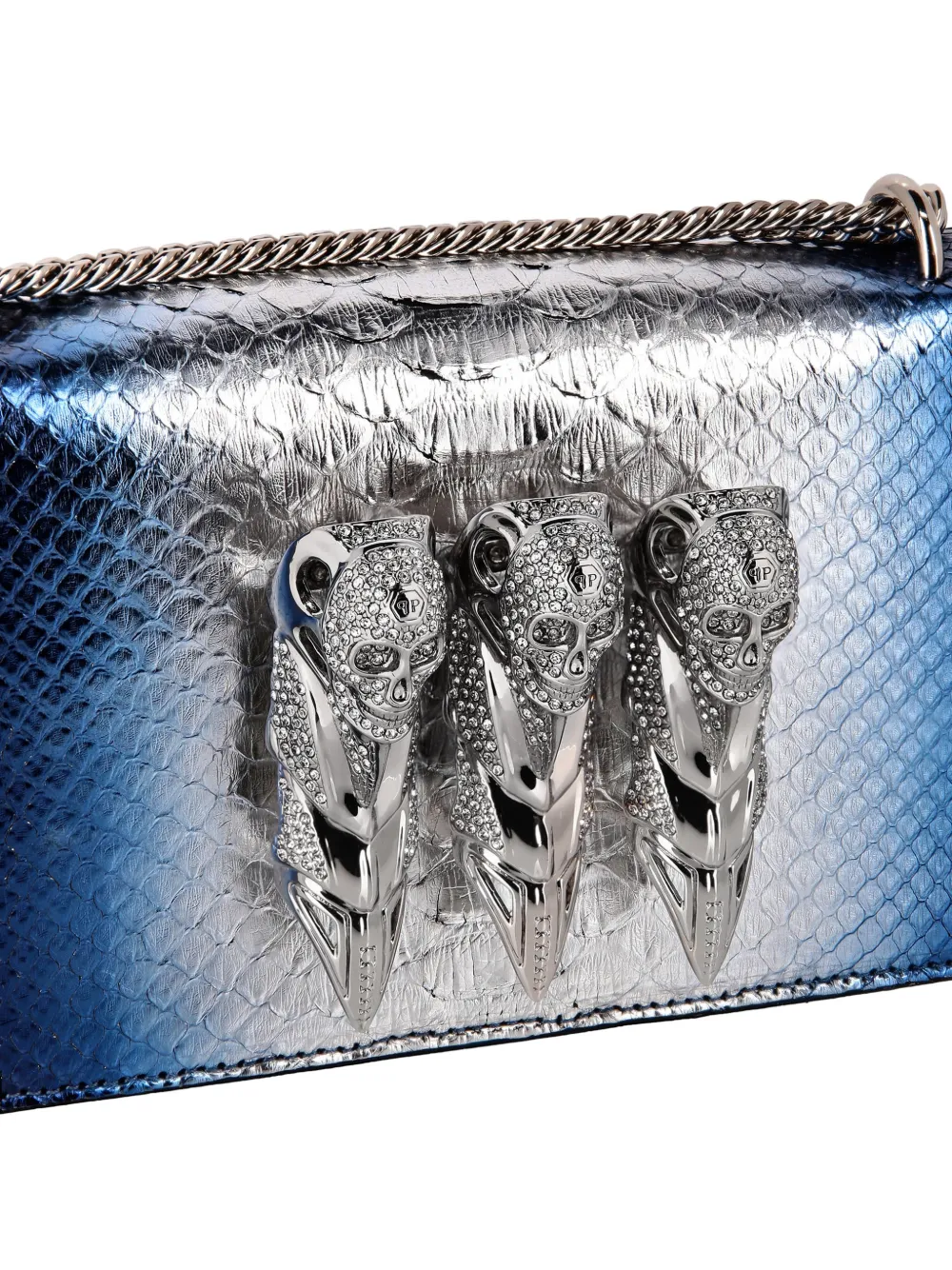 Philipp Plein Metallic schoudertas verfraaid met doodskop Zilver